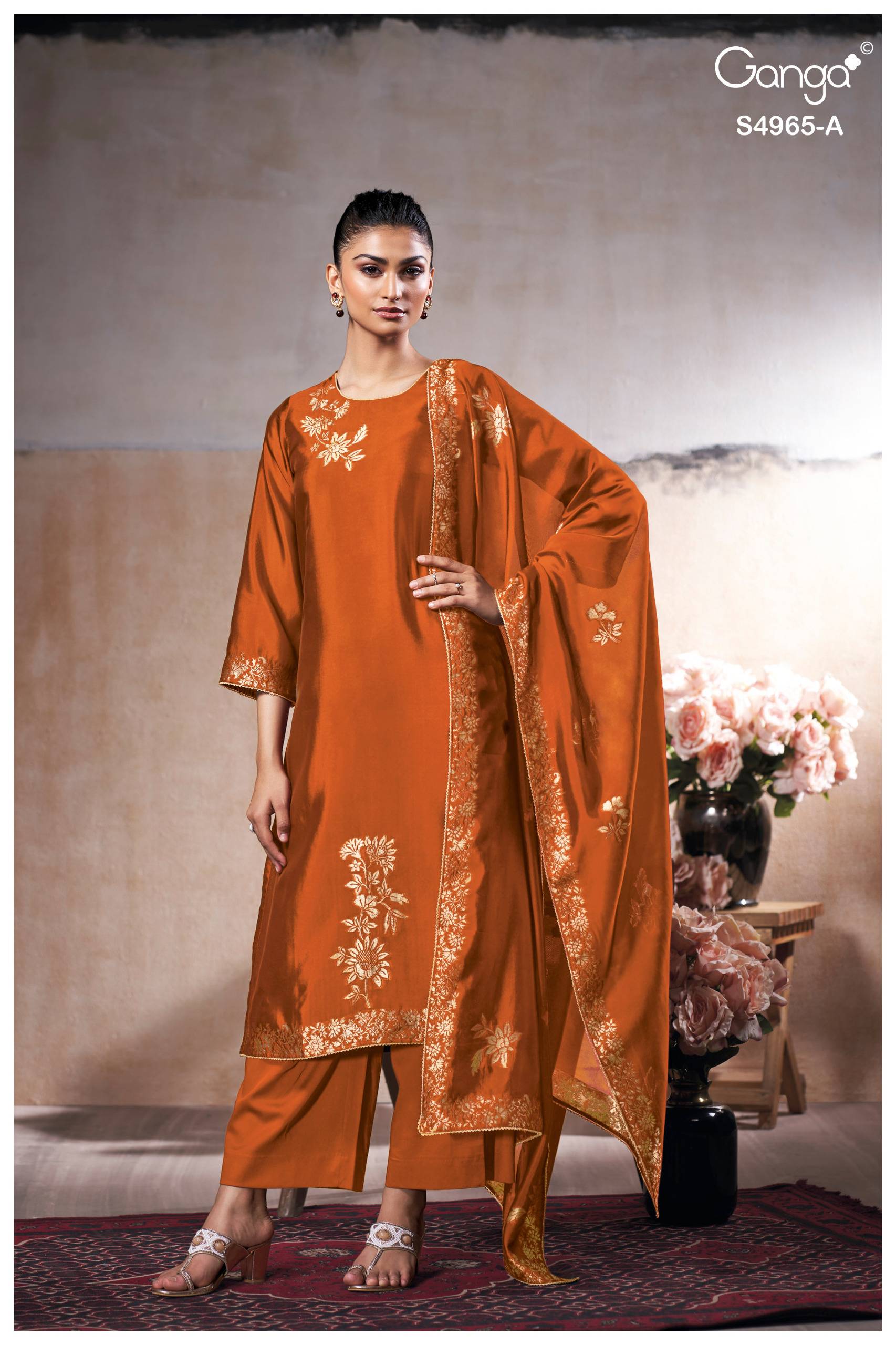 PIYELIKA 4965 Series By GANGA FASHION Stylish Beautiful Colourful PURE VISCOSE WOVEN SILK Dresses At Wholesale Price